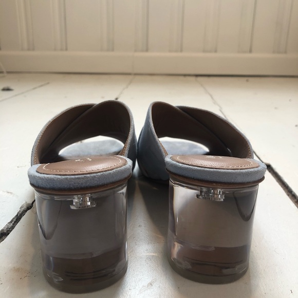 LIGHT BLUE SUEDE MULES/ HEELS - Picture 4 of 4